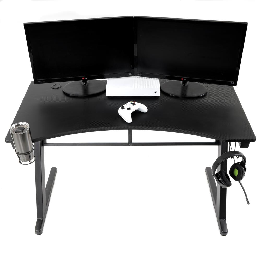 OS Home and Office Furniture Model 42245 Gaming Desk with Laminate Tactical Carbon Fiber Top - American Furniture Classics