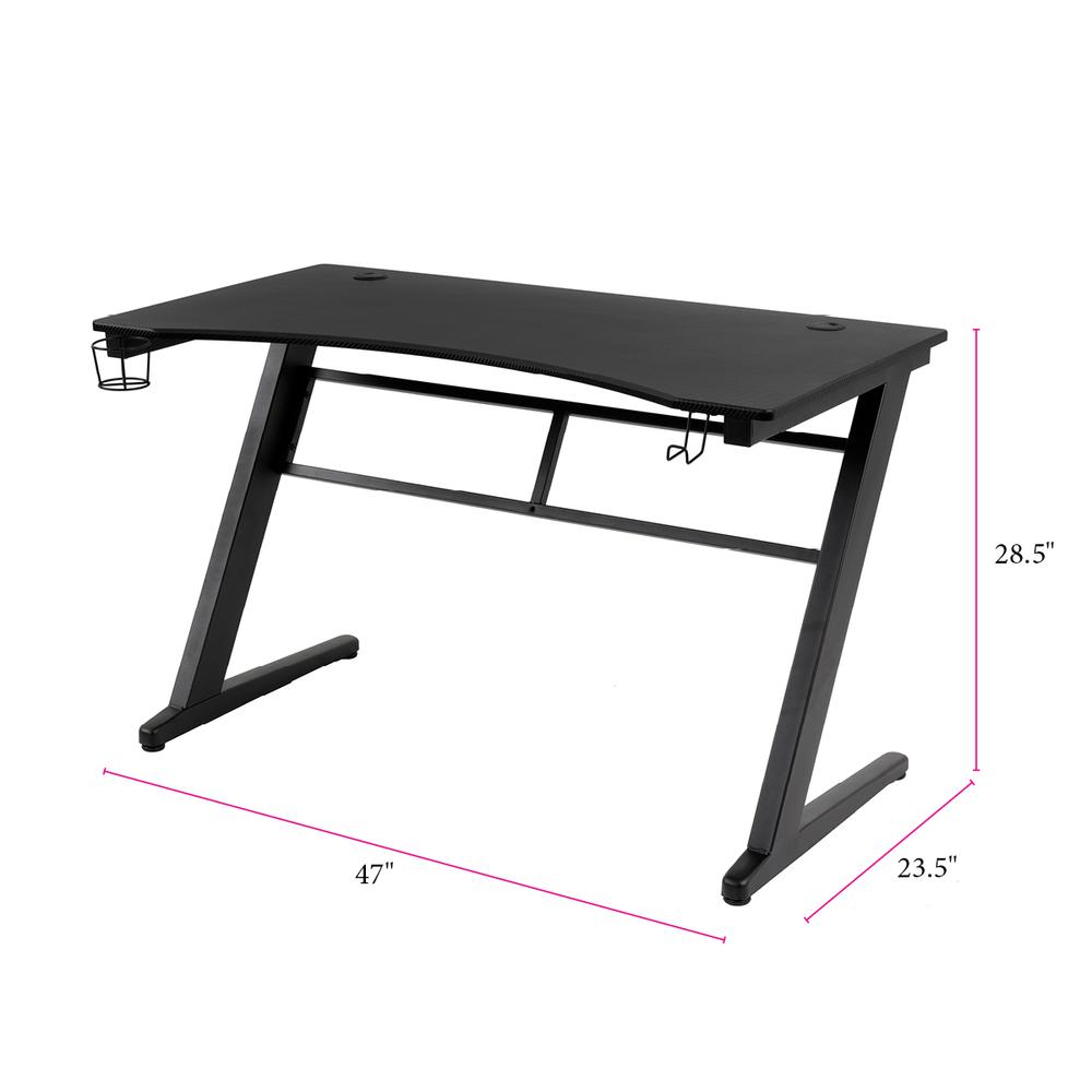 OS Home and Office Furniture Model 42245 Gaming Desk with Laminate Tactical Carbon Fiber Top - American Furniture Classics