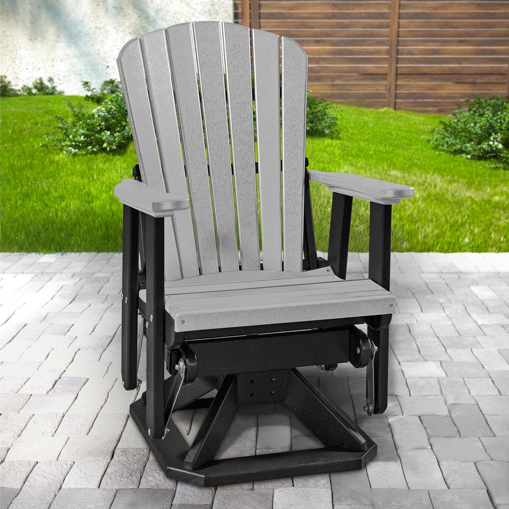 Fan Back Swivel Glider in Light Gray and Black - American Furniture Classics