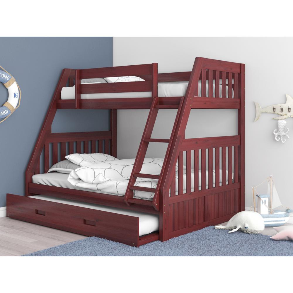 Mission Twin over Full Bunk Bed with Roll Out Twin Trundle Bed - American Furniture Classics