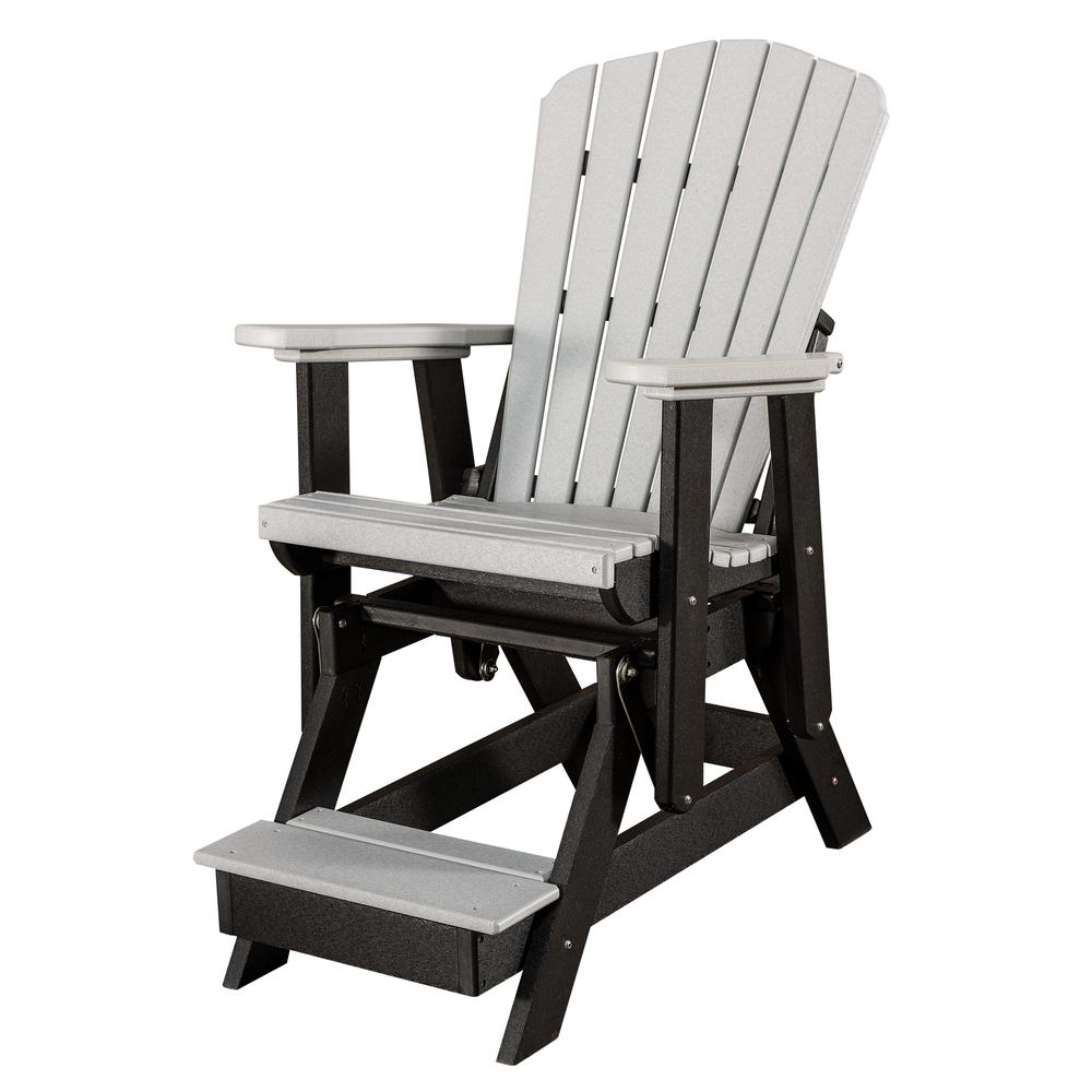 Fan Back Balcony Glider Made in the USA- Light Gray, Black - American Furniture Classics