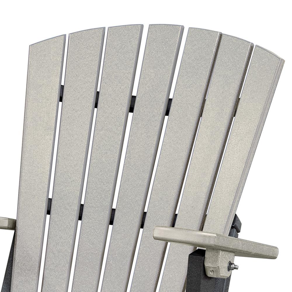 Fan Back Folding Adirondack Chair Made in the USA- Light Gray, Black - American Furniture Classics