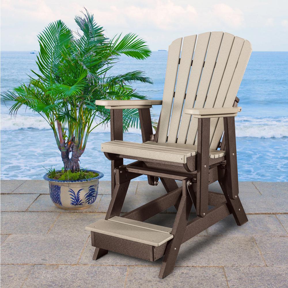 Fan Back Balcony Glider Made in the USA- Weatherwood, Tudor Brown - American Furniture Classics