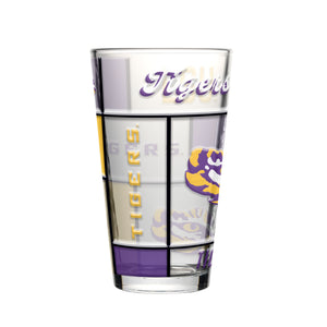 LSU Tigers Pint Glass 16oz Quilted Stained Boxed - Logo Brands