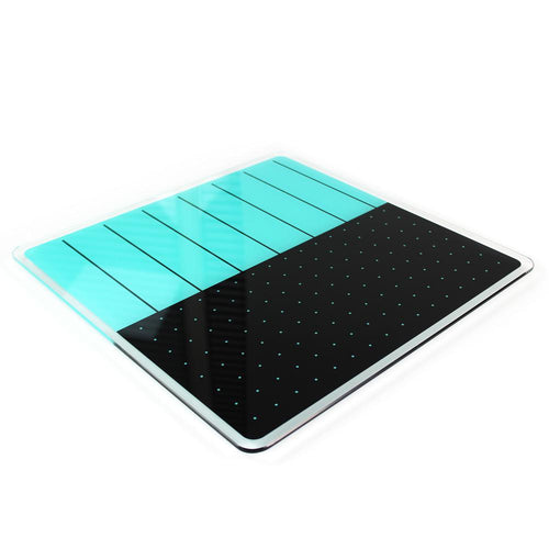 Glacier Teal & Black Plan & Grid Glass Dry Erase Board - 14'' x 14'' - Floortex