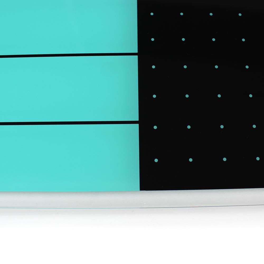 Glacier Teal & Black Plan & Grid Glass Dry Erase Board - 14'' x 14'' - Floortex