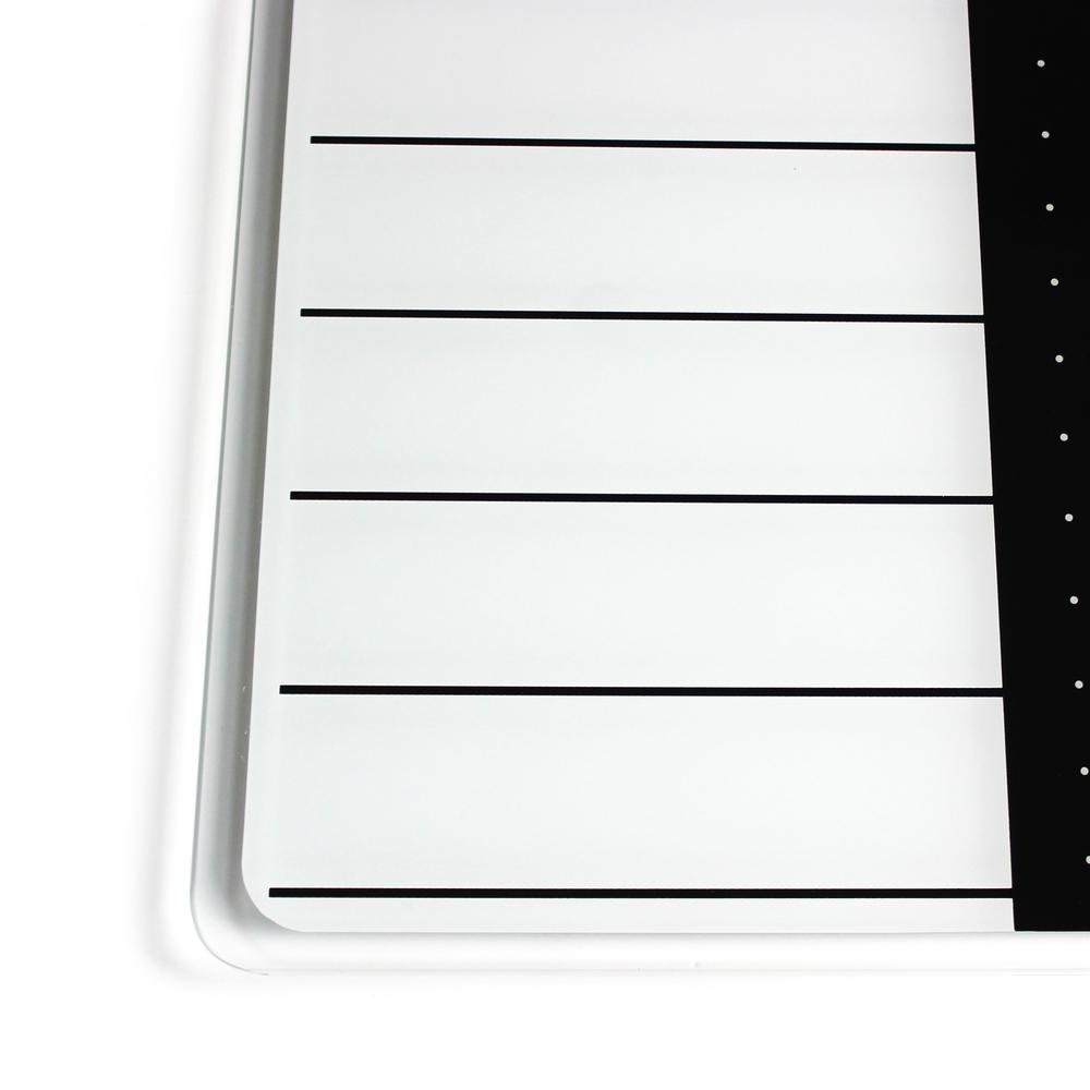 Glacier White & Black Plan & Grid Glass Dry Erase Board - 14'' x 14'' - Floortex