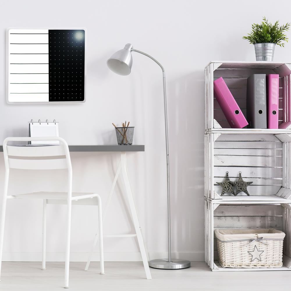 Glacier White & Black Plan & Grid Glass Dry Erase Board - 14'' x 14'' - Floortex