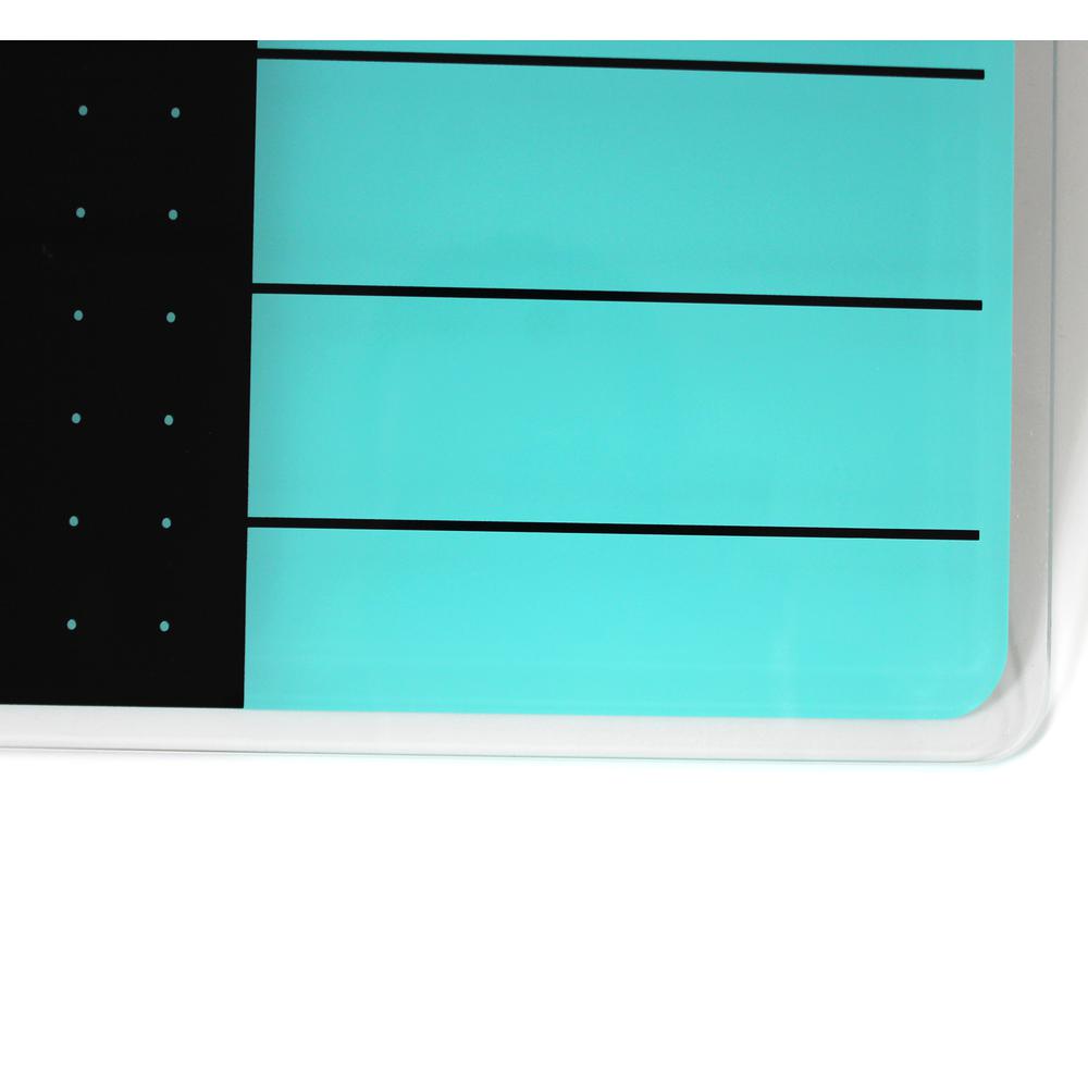 Glacier Teal & Black Plan & Grid Glass Dry Erase Board - 17'' x 23'' - Floortex