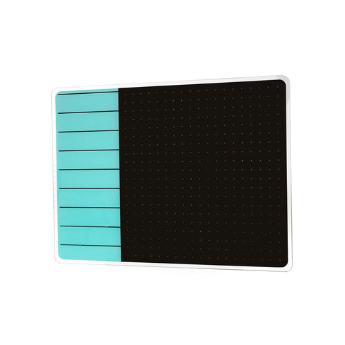 Glacier Teal & Black Plan & Grid Glass Dry Erase Board - 17'' x 23'' - Floortex