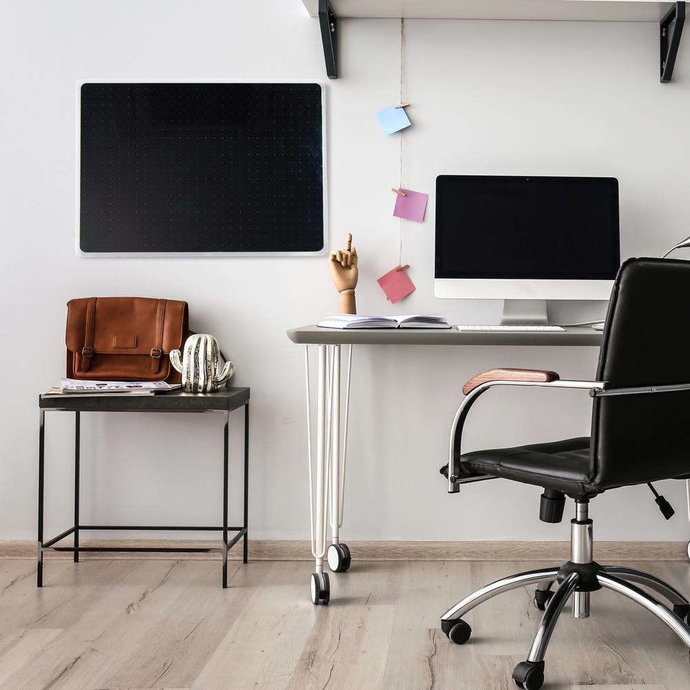 Glacier Black Multi-Purpose Grid Glass Dry Erase Board 30'' x 40'' - Floortex