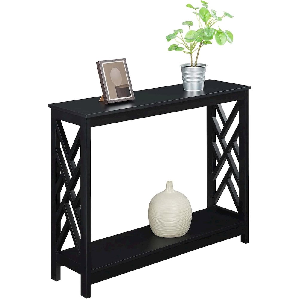 Titan Console Table with Shelf, Black - Convenience Concepts
