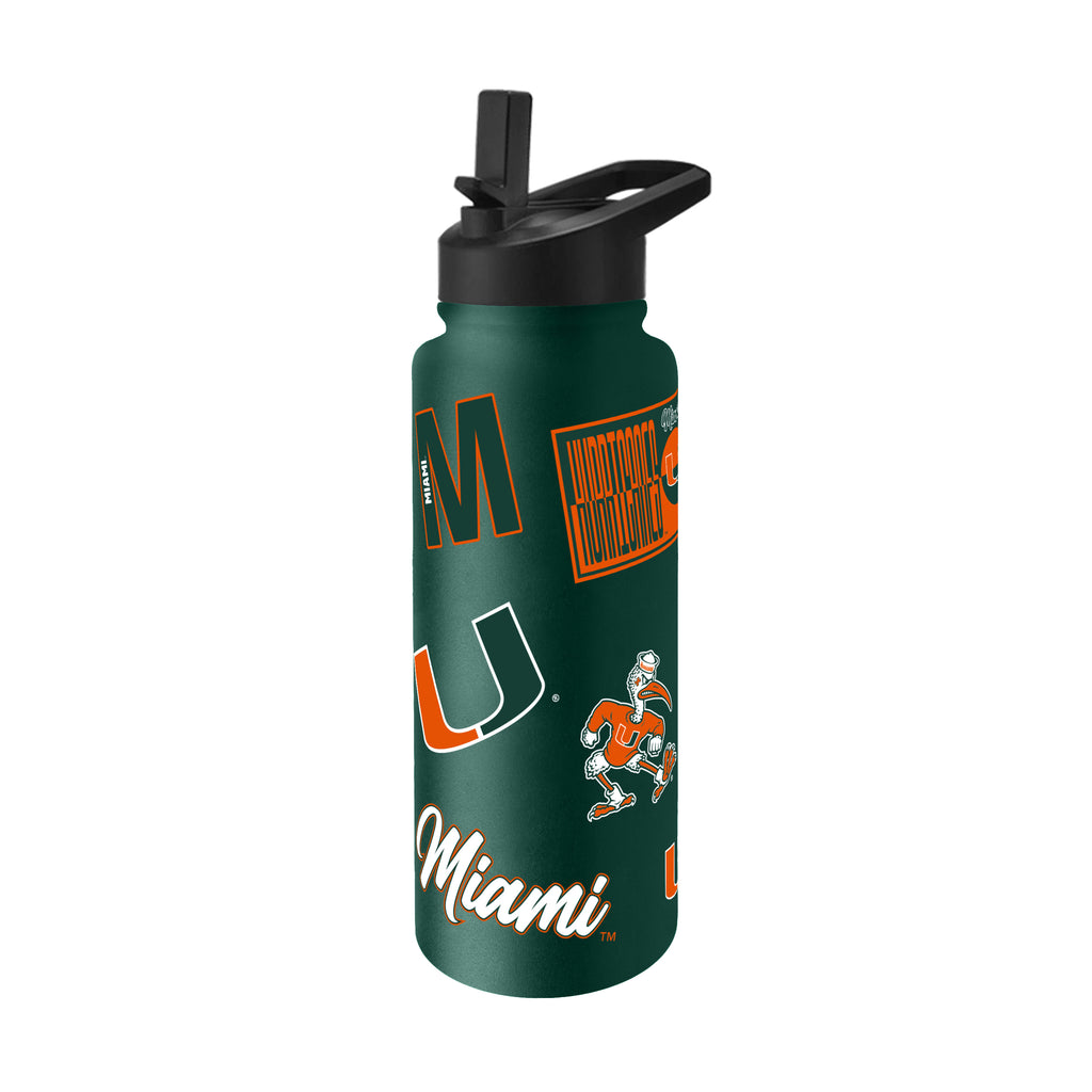 Miami Hurricanes Quencher Bottle 34oz Stainless Steel Dreamweave - Logo Brands