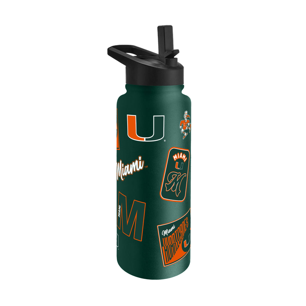 Miami Hurricanes Quencher Bottle 34oz Stainless Steel Dreamweave - Logo Brands