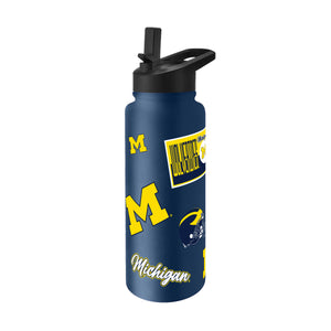 Michigan Wolverines Quencher Bottle 34oz Stainless Steel Dreamweave - Logo Brands