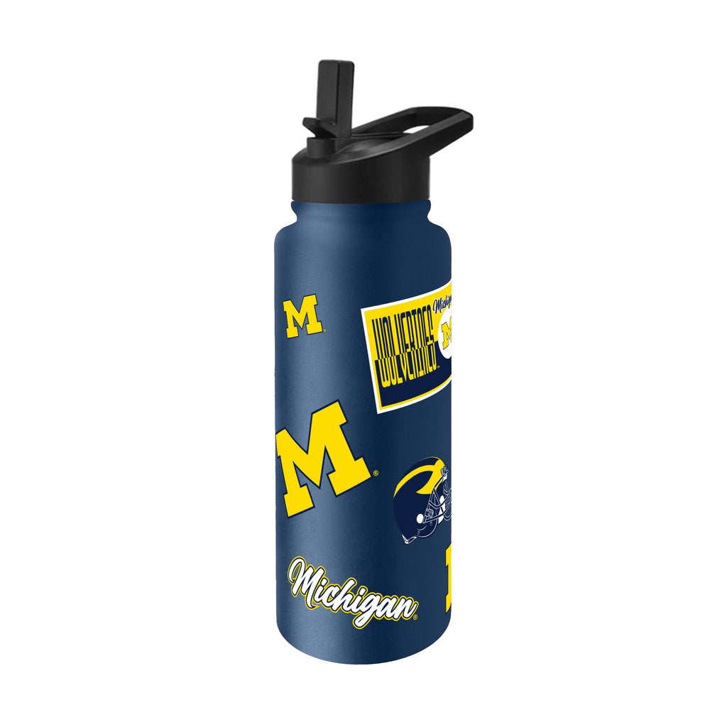 Michigan Wolverines Quencher Bottle 34oz Stainless Steel Dreamweave - Logo Brands