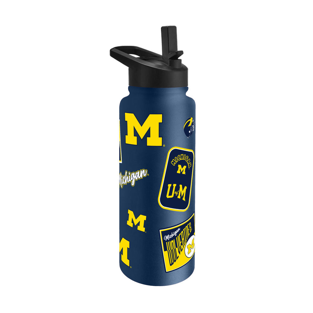Michigan Wolverines Quencher Bottle 34oz Stainless Steel Dreamweave - Logo Brands