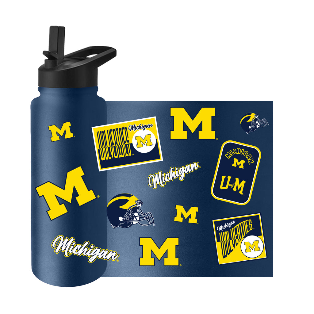 Michigan Wolverines Quencher Bottle 34oz Stainless Steel Dreamweave - Logo Brands