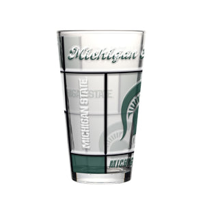 Michigan State Spartans Pint Glass 16oz Quilted Stained Boxed - Logo Brands