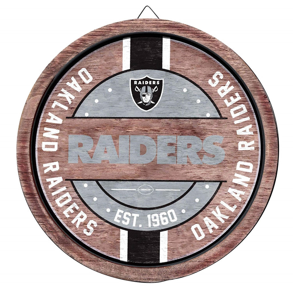 Oakland Raiders Sign Wood Barrel Design - Forever Colllectibles