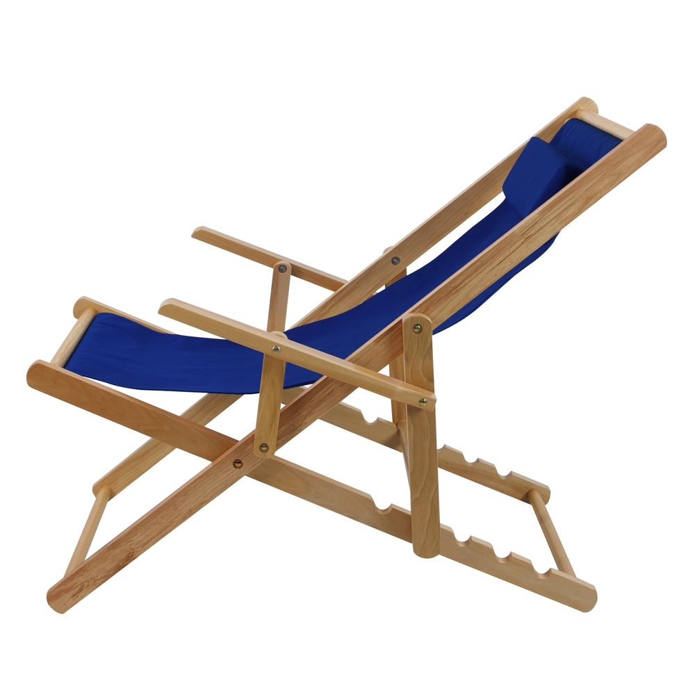 Sling Chair Natural Frame-Royal Blue Canvas - Casual Home