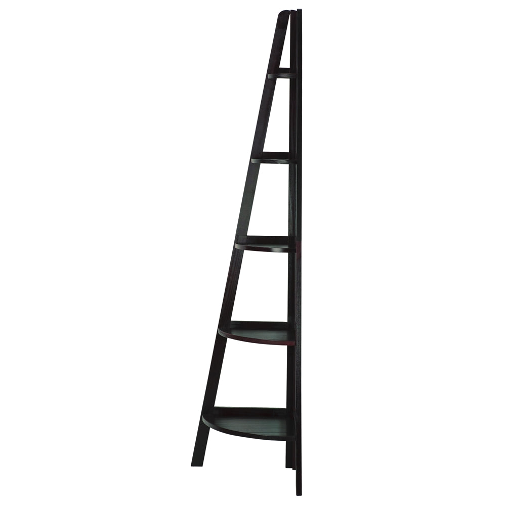 5-Shelf Corner Ladder Bookcase-Espresso - Casual Home