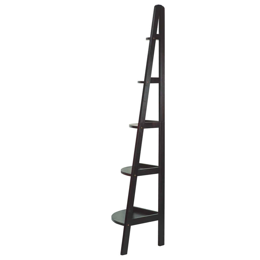 5-Shelf Corner Ladder Bookcase-Espresso - Casual Home