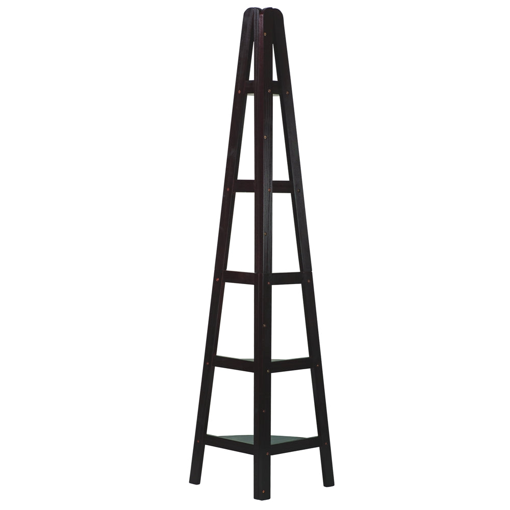 5-Shelf Corner Ladder Bookcase-Espresso - Casual Home