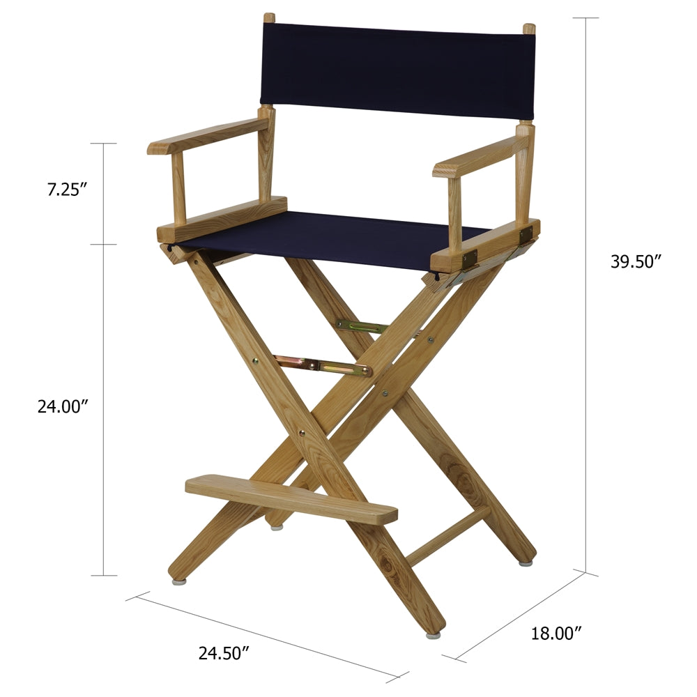 American Trails Extra-Wide Premium 24''  Directors Chair Natural Frame W/Navy Color Cover