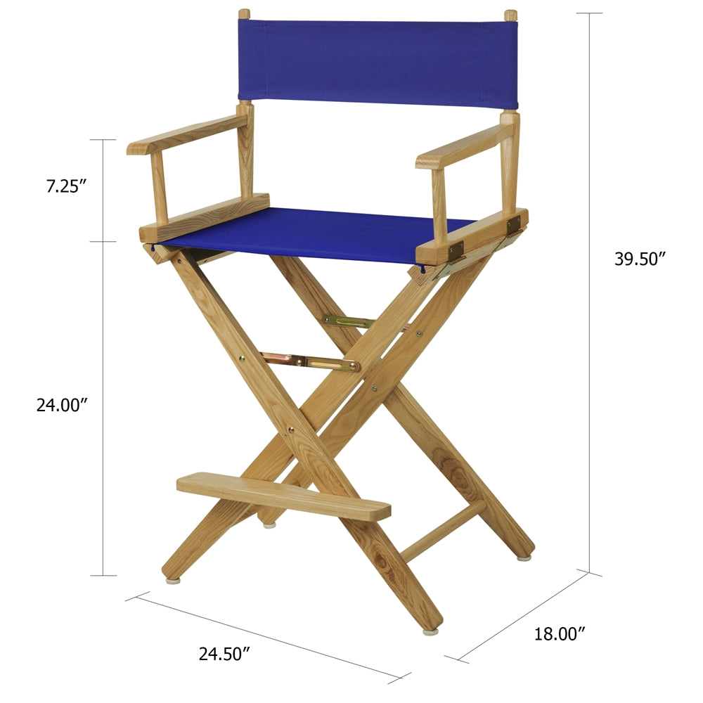 American Trails Extra-Wide Premium 24''  Directors Chair Natural Frame W/Royal Blue Color Cover