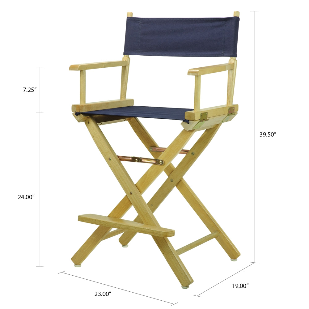 24'' Director's Chair Natural Frame-Navy Blue Canvas - Casual Home