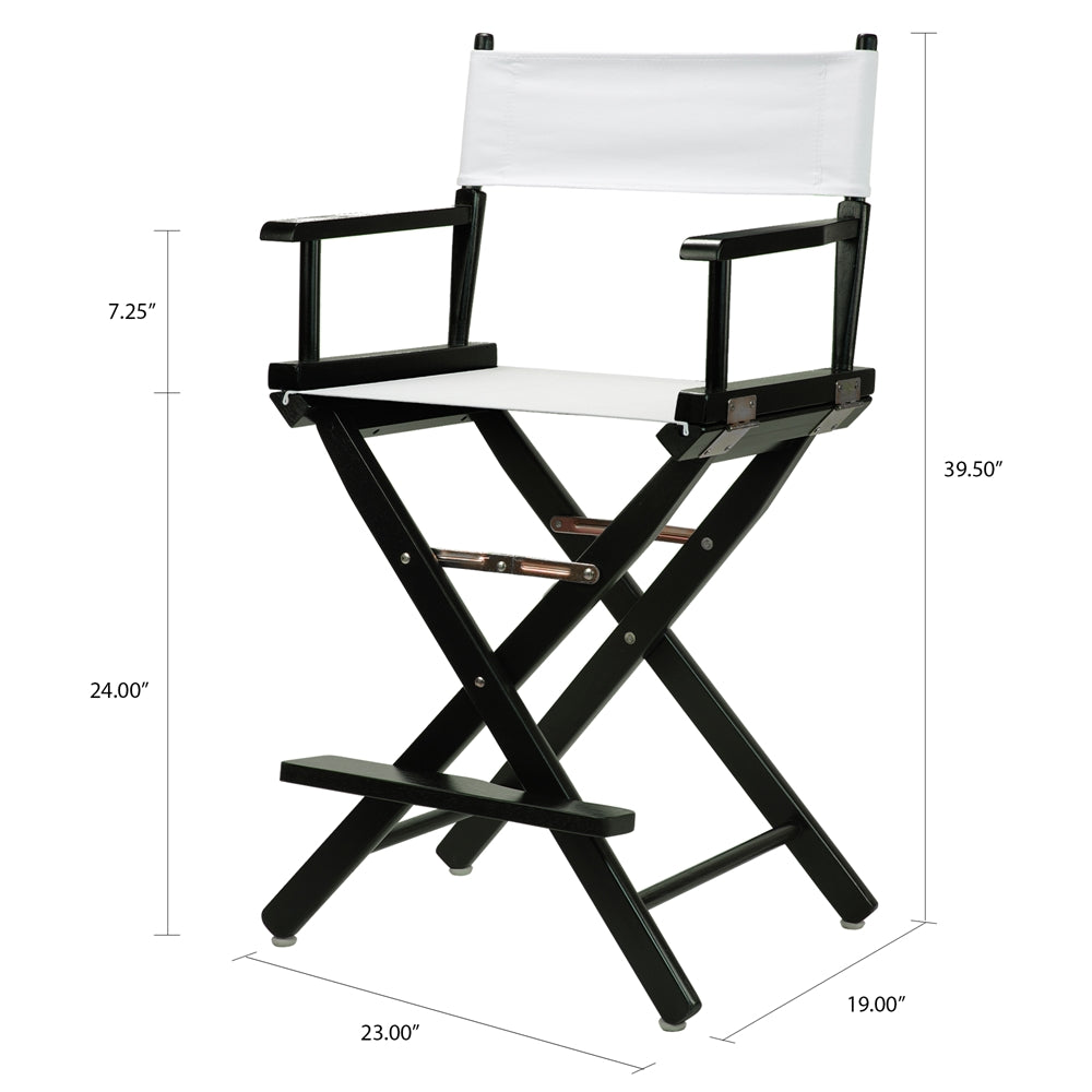 24'' Director's Chair Black Frame-White Canvas - Casual Home