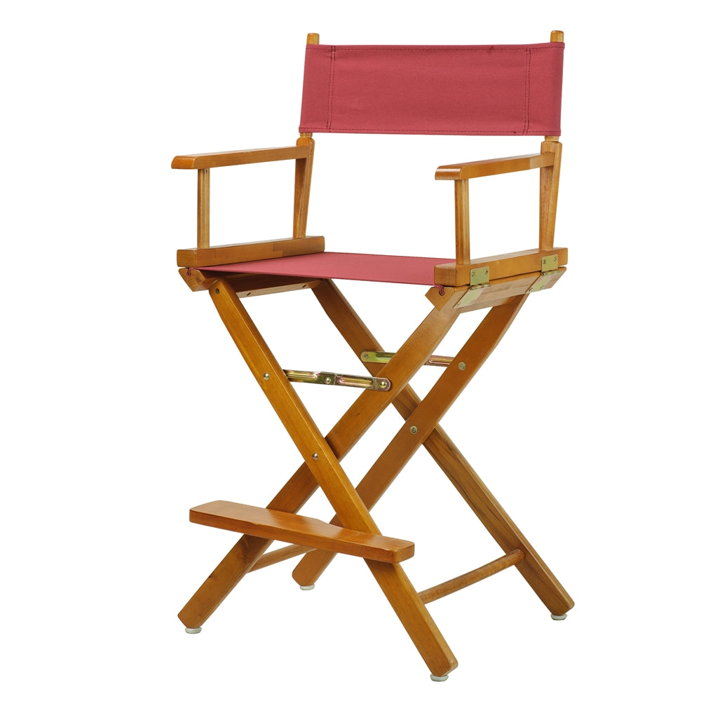 24'' Director's Chair Honey Oak Frame-Burgundy Canvas - Casual Home