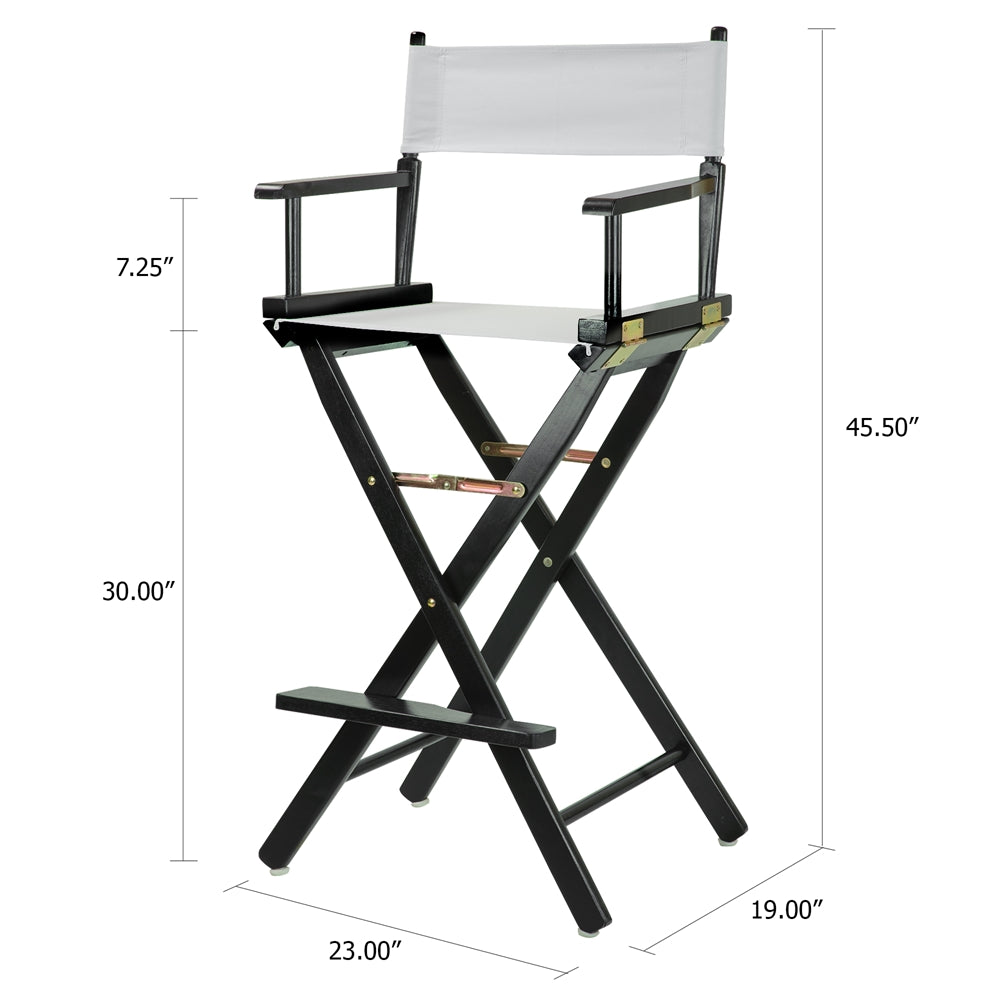 30'' Director's Chair Black Frame-White Canvas - Casual Home