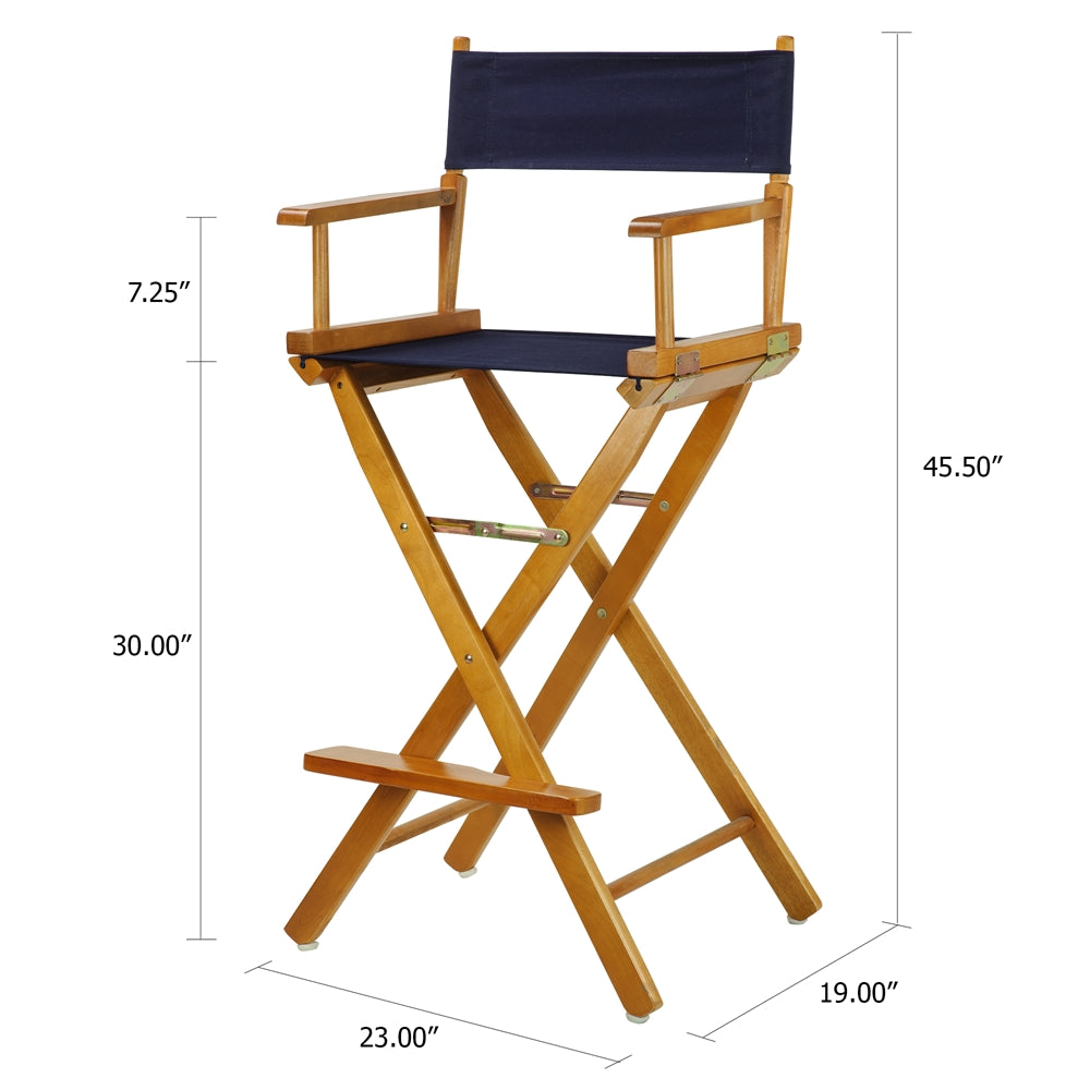 30'' Director's Chair Honey Oak Frame-Navy Blue Canvas - Casual Home