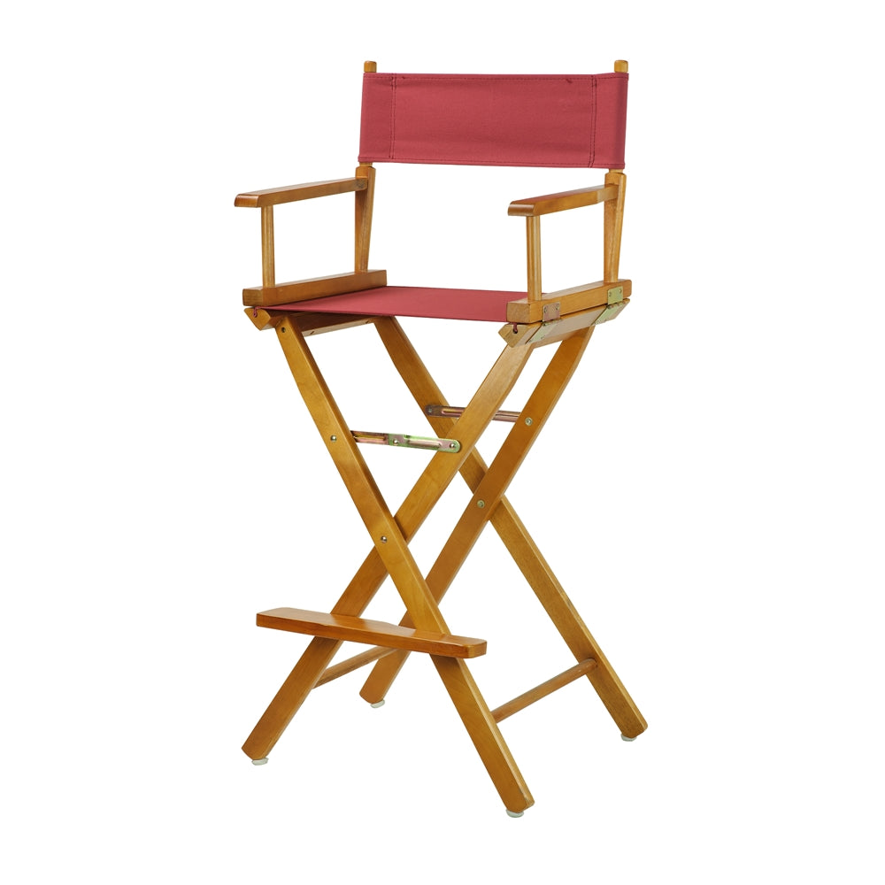 30'' Director's Chair Honey Oak Frame-Burgundy Canvas - Casual Home