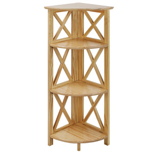 Montego 4-Shelf Corner Folding Bookcase-Natural - Casual Home
