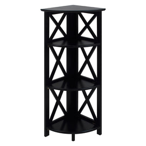 Montego 4-Shelf Corner Folding Bookcase-Black - Casual Home