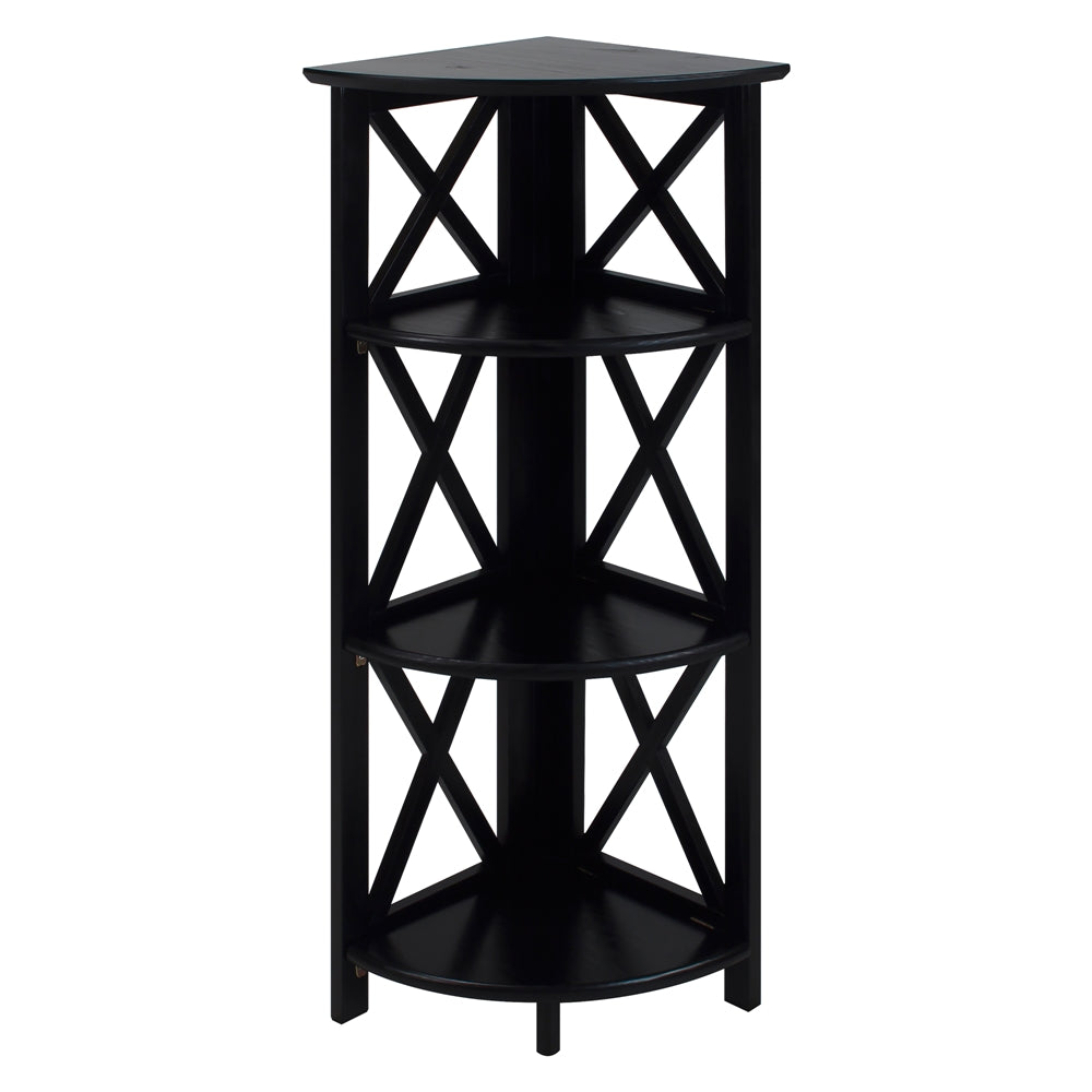Montego 4-Shelf Corner Folding Bookcase-Black - Casual Home