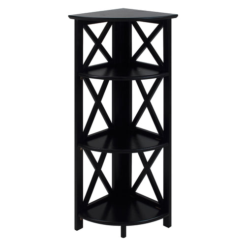 Montego 4-Shelf Corner Folding Bookcase-Black - Casual Home