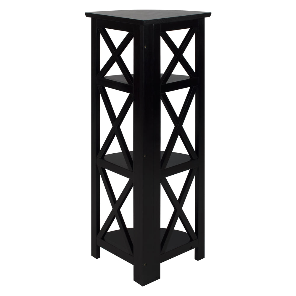 Montego 4-Shelf Corner Folding Bookcase-Black - Casual Home