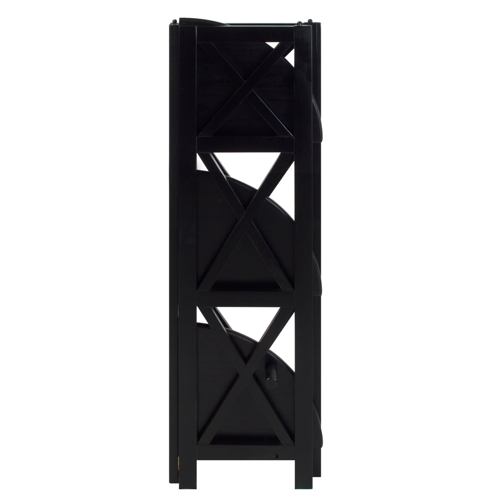 Montego 4-Shelf Corner Folding Bookcase-Black - Casual Home