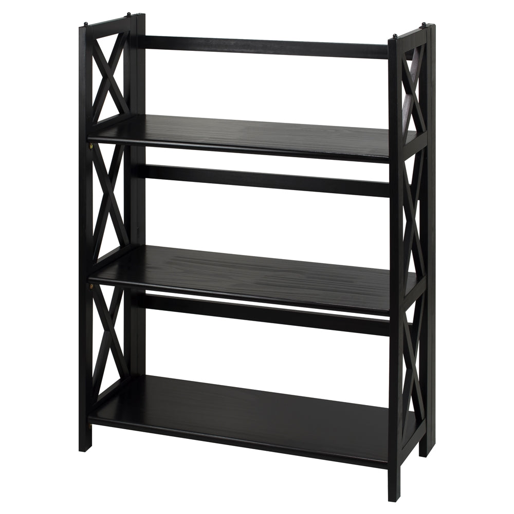 Montego 3-Shelf Folding Bookcase -Black - Casual Home