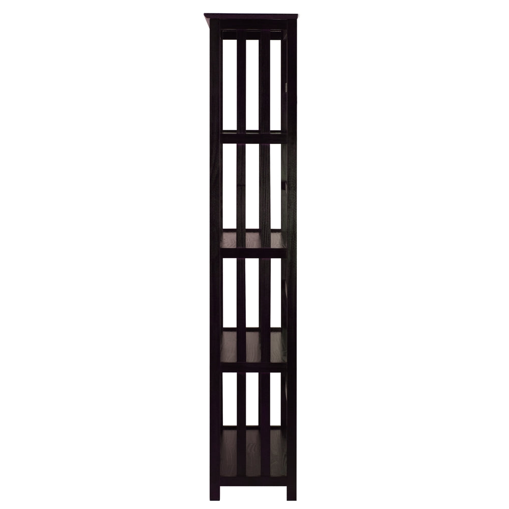 Mission Style 5-Shelf  Bookcase-Espresso - Casual Home