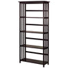 Mission Style 5-Shelf  Bookcase-Espresso - Casual Home