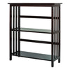 Mission Style 3-Shelf  Bookcase-Espresso - Casual Home