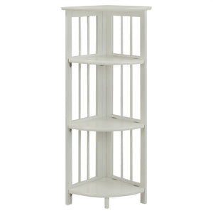 4-Shelf Corner Folding Bookcase-White - Casual Home