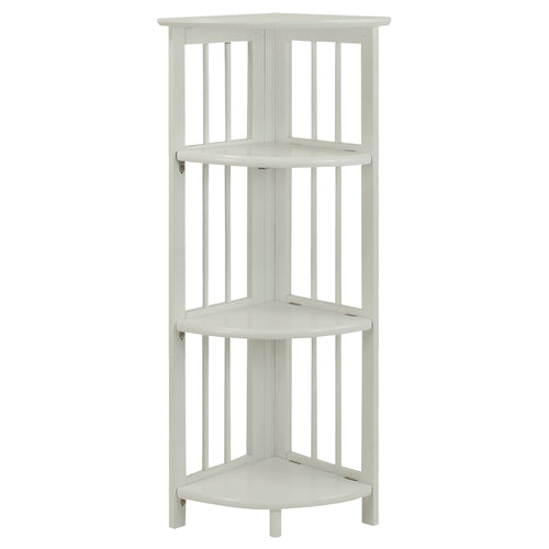 4-Shelf Corner Folding Bookcase-White - Casual Home