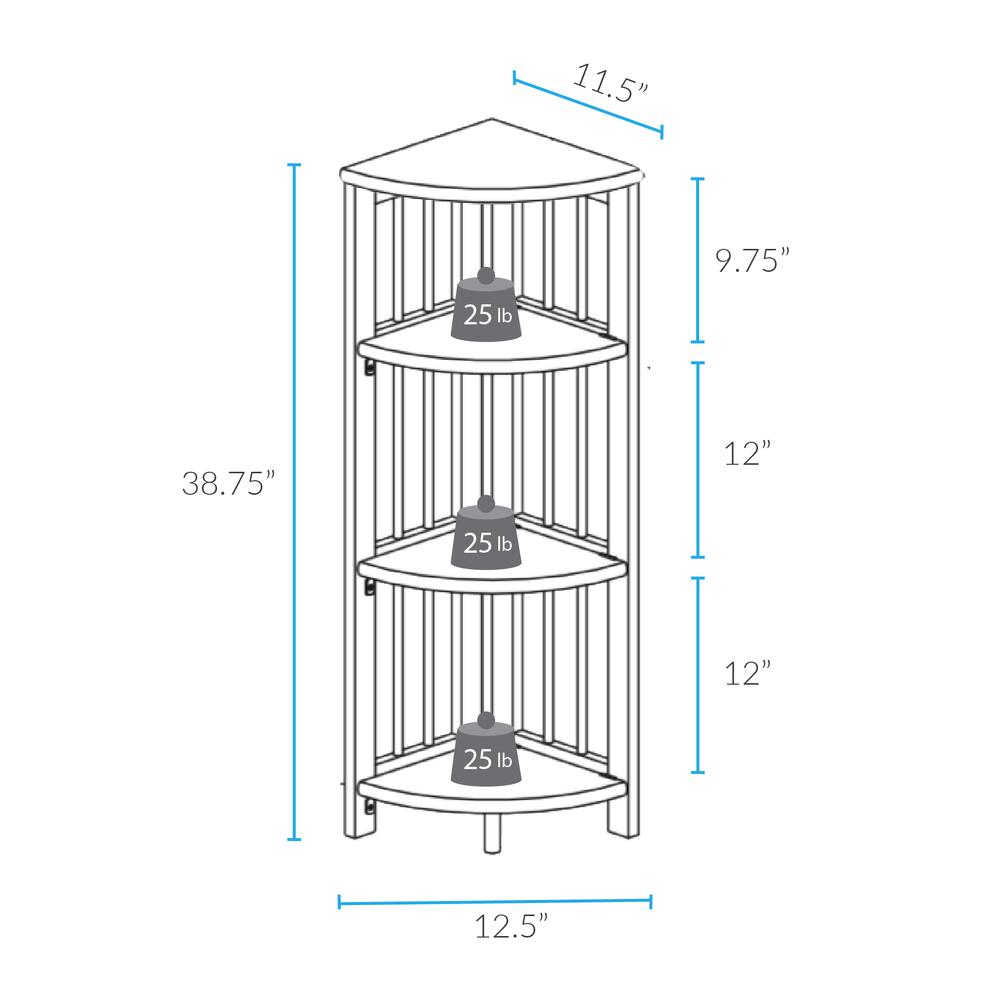 4-Shelf Corner Folding Bookcase - Truffle Brown - Casual Home