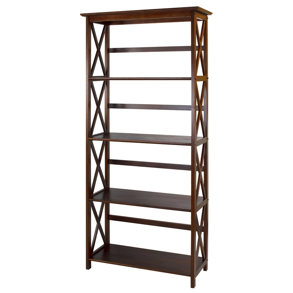 Montego 5-Shelf Bookcase-Walnut - Casual Home